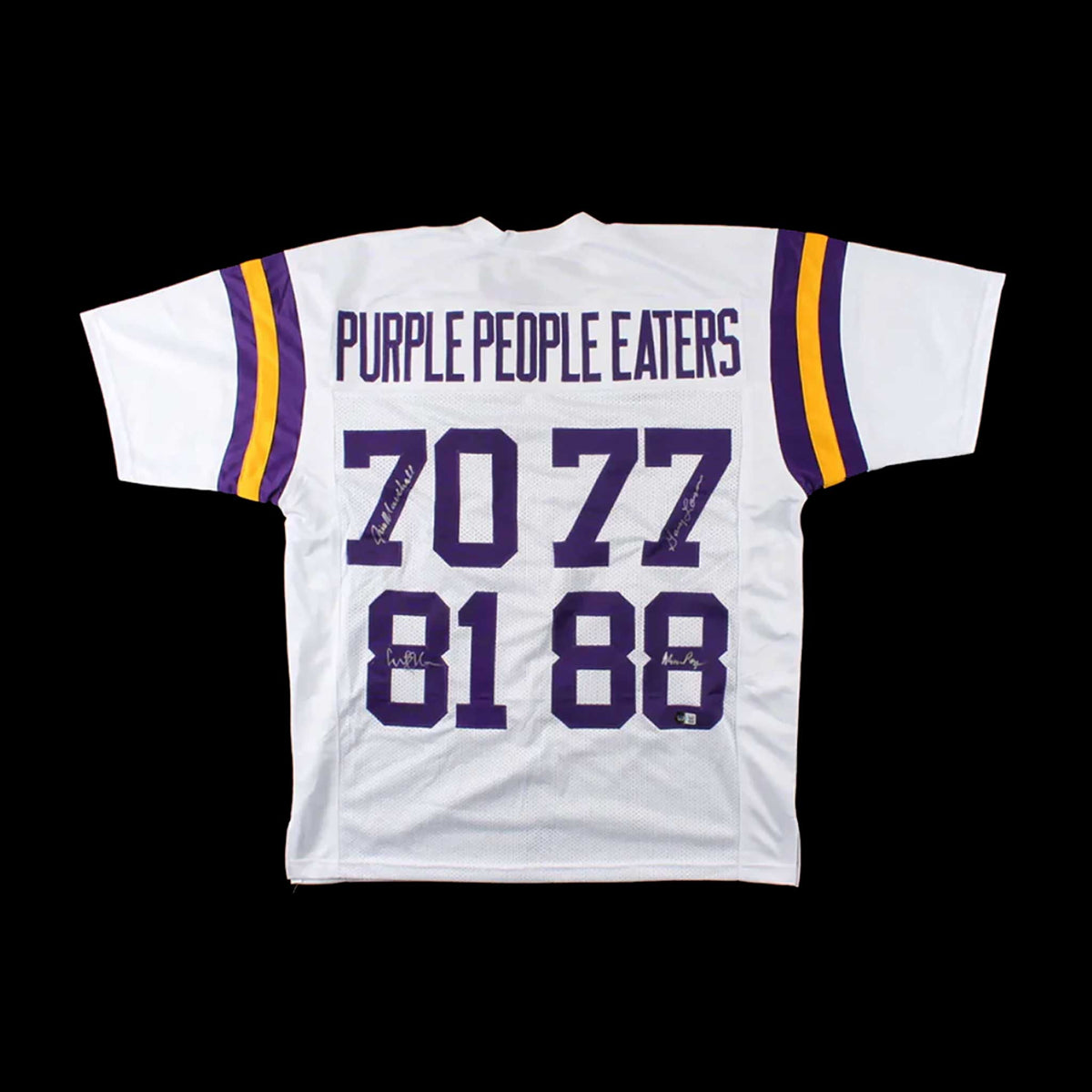 Purple People Eaters - Eller, Marshall, Larsen & Page - Signed Vikings  Custom Jersey (Beckett Witness COA)