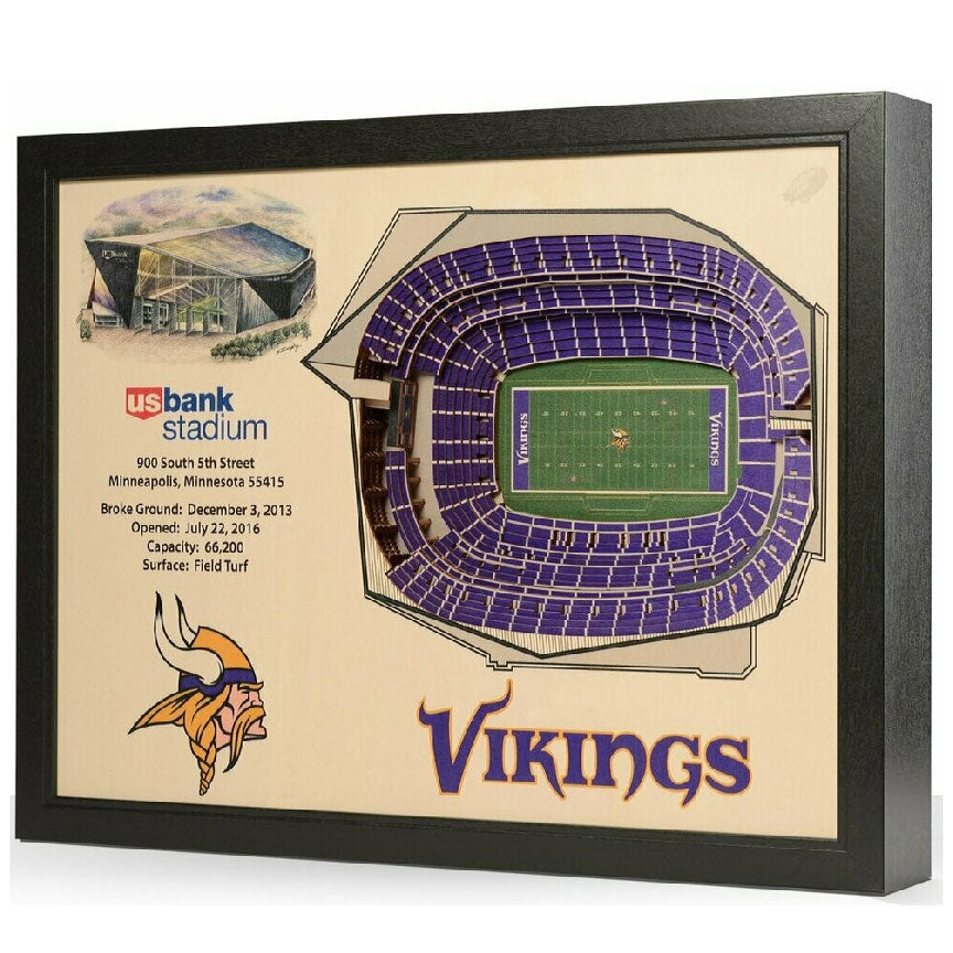 NFL Minnesota Vikings 3D Logo Series Wall Art - 12x12