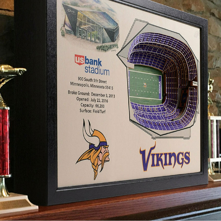 YouTheFan 2507408 12 x 12 in. NFL Minnesota Vikings 3D Logo Series Wall Art