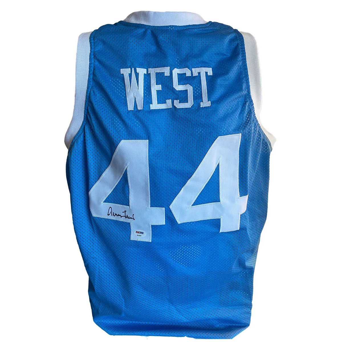 Tristar Jerry West Autographed Los Angeles Lakers Blue M&N Swingman Jersey Inscribed The Logo