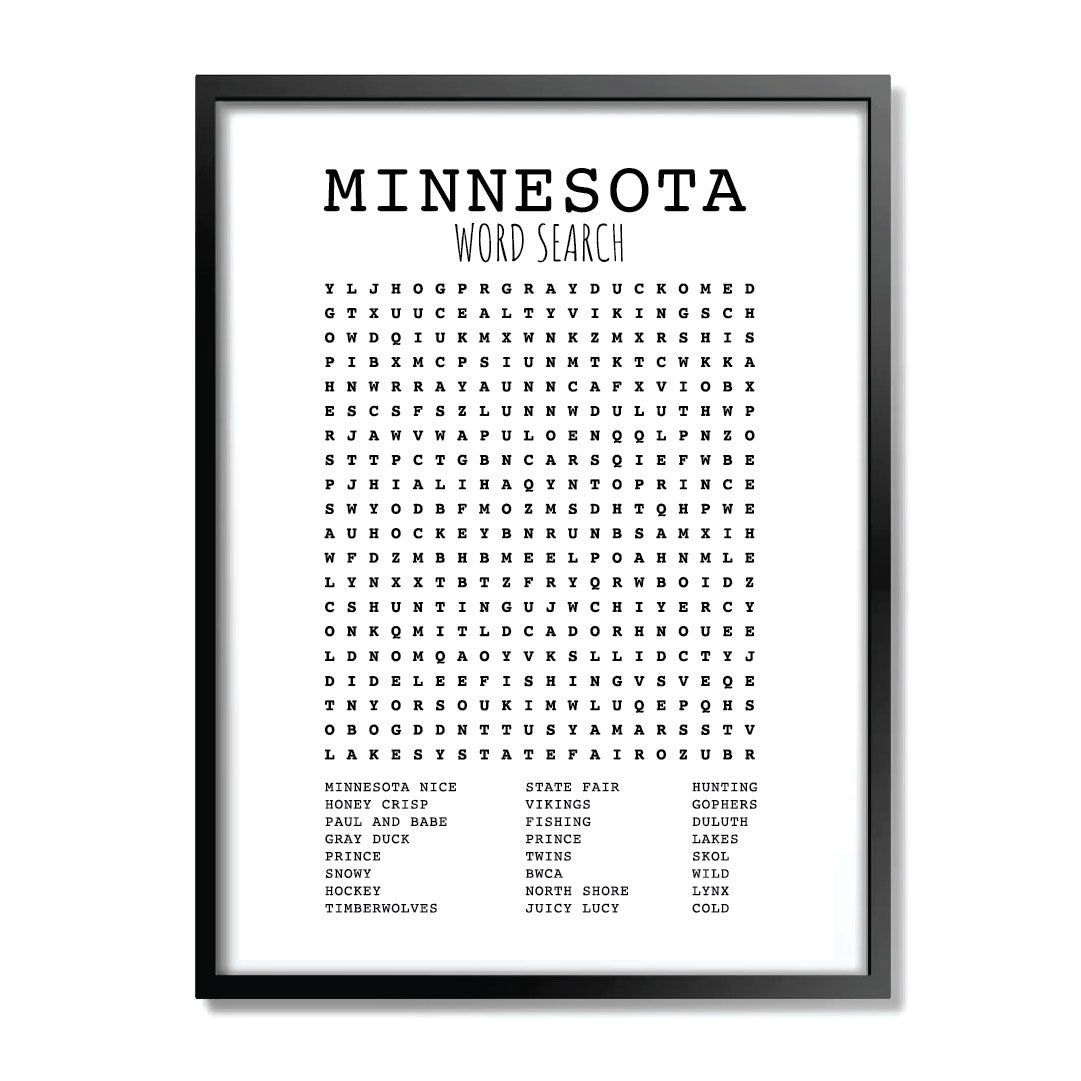Minnesota Word Search Print – Minnesota Awesome