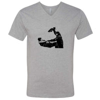 Fish Stabbing Grumpy Guys Minnesota V-Neck T-Shirt