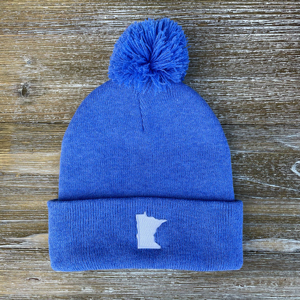 Blue Embroidered Minnesota Knit Winter Hat