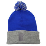 Grey/Blue Embroidered Minnesota Knit Winter Hat