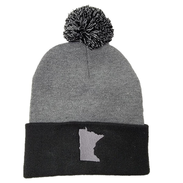 Black/Grey Embroidered Minnesota Knit Winter Hat