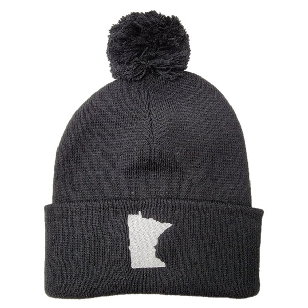 Black Embroidered Minnesota Knit Winter Hat