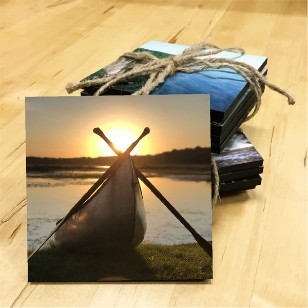 Canoe & Paddles Wooden Coaster