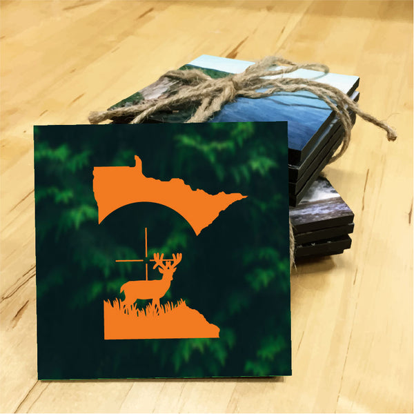 Minnesota Crosshairs Wooden Coaster
