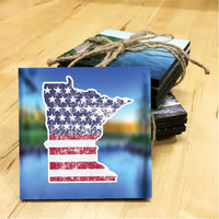 Minnesota USA Flag Wooden Coaster