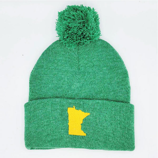 Green & Yellow Embroidered Minnesota Knit Winter Hat