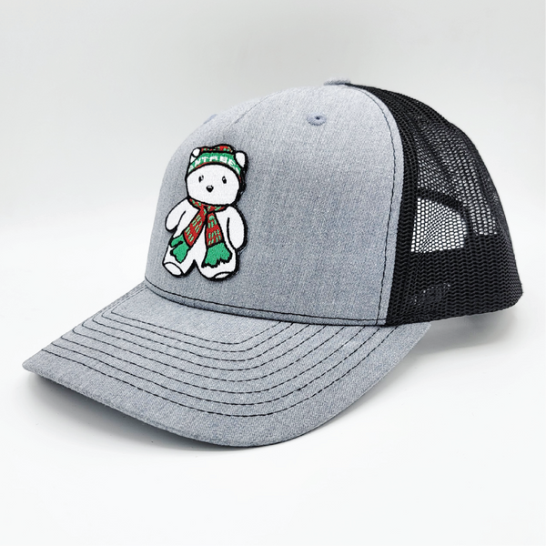 Santa Bear Snapback Hat Heather Grey Black Minnesota Awesome