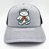 Santa Bear Snapback Hat - Heather Grey/Black