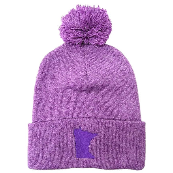 Heather Purple Embroidered Minnesota Knit Winter Hat
