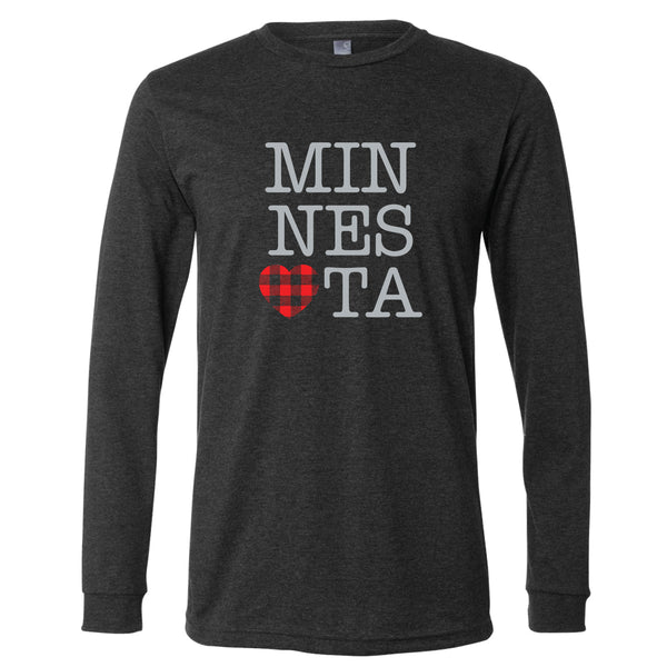 Buffalo Plaid Heart Minnesota Long Sleeve T-Shirt
