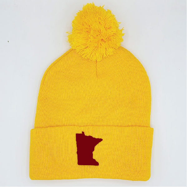 Gold & Maroon Embroidered Minnesota Knit Winter Hat