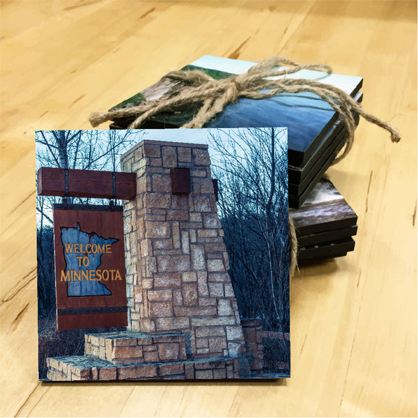 MN Wood Sign Wooden Coaster