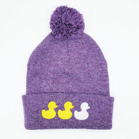Purple Gray Duck Embroidered Minnesota Knit Winter Hat