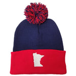 Red/Blue Embroidered Minnesota Knit Winter Hat