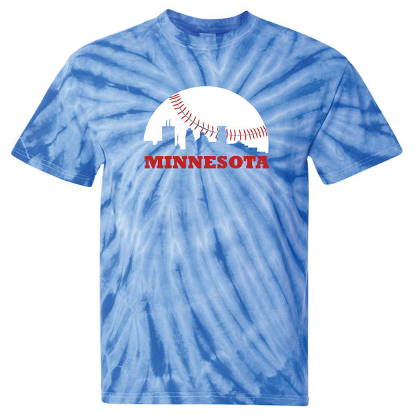 Baseball Minnesota Skyline Tie-Dye T-Shirt